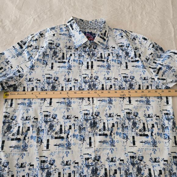 Robert Graham Men’s XL Classic Fit Button Down Shirt Abstract Blue White Stretch - Picture 7 of 11